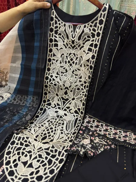 Elegant Solid Color Swizz Lawn Dress with Laser Cut Details